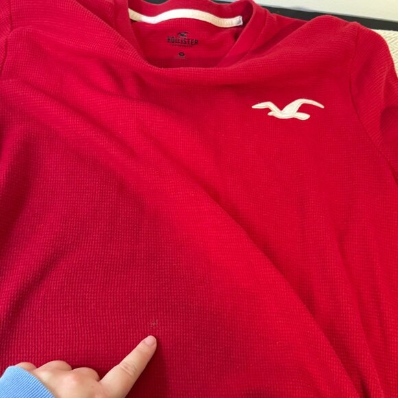 Hollister Shirt Mens Medium Red Vintage Y2K Thermal Waffle Knit Long Sleeve - Picture 9 of 11